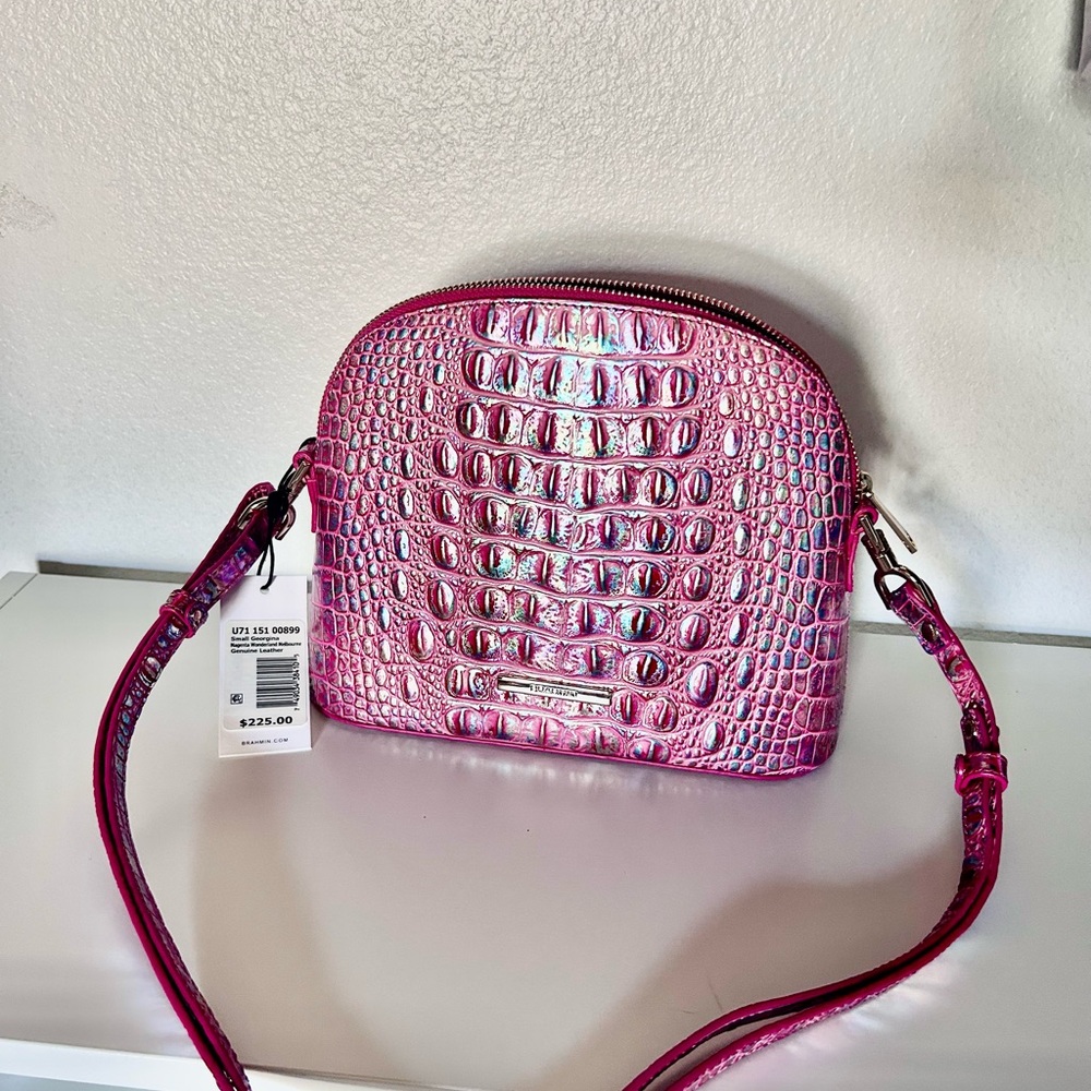 Pink Brahmin Crocodile Embossed Women's Bag